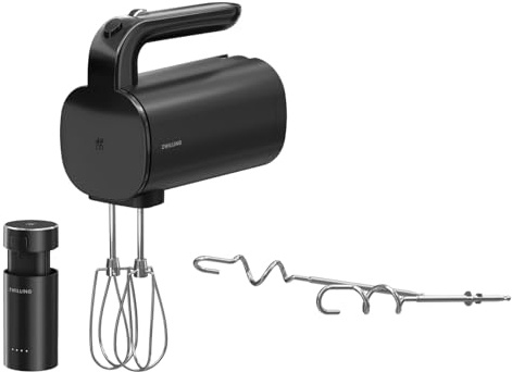 ZWILLING XTEND Kabelloses Handrührgerät, Starterset mit Akku & Ladestation, inkl. Knethaken & Quirle, 120 Watt, schwarz