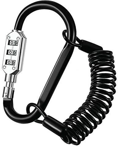 Lucchetto a moschettone con combinazione D-Style nero con cavo in acciaio da 1,6 m per casco da moto, 1 pezzo