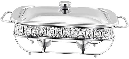 MYUYEE 1.5L Rectangular Chafing Dish Buffet Set Stainless Steel Catering Food Warmer for PartiesWeddingsBirthdays Space Saving Storage Easy Maintenance Keep Your,Silver