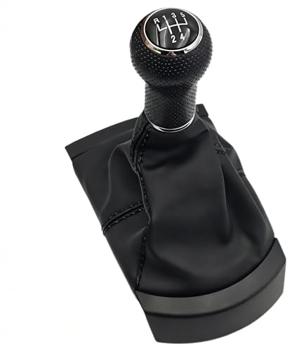 Pomo de palanca de cambios de coche de 5 velocidades con fuelle, funda y collar para SEAT Ibiza 2002 2003 2004 2005 2006 2007 2008 Cubierta antipolvo (5 velocidades línea negra)