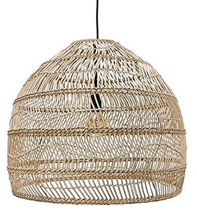 LAUMZX Lampada a sospensione in rattan intrecciato stile boho, lampadario a forma di cesto di vimini in stile fattoria, lampada a sospensione regolabile in vimini di bambù naturale per camera da letto