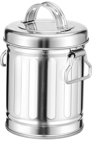 Ipetboom Posacenere Vintage Coperchio Piccolo Cestino Per Rifiuti Da Tavolo in Ferro Zincato Per Uso in Casa Ufficio Cucina e Scrivania