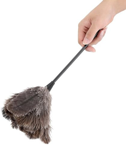 40cm Staubwedel Straußenfeder, Straußenfedern Feather Duster, Mini Handwaschbar und Wiederverwendbar Straußenfeder Staubsammler für Bücher, Tastaturen, Büros