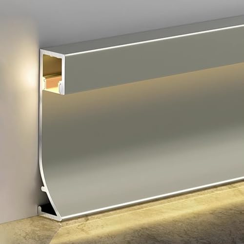 Canal LED en aluminium champagne pour éclairage de plinthe – Profil LED de 1 m pour décoration d'intérieur, salon, chambre à coucher, cinéma Solutions d'éclairage