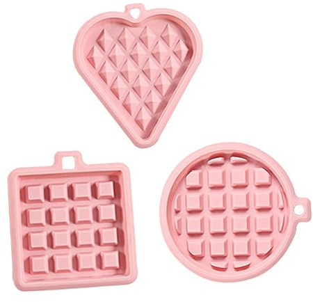 SOLUSTRE Lot De 3 Moules à Gaufres En Silicone Créatifs Formes Rond, Cœur Et Carré Silicone Souple Cuisson Facile Pour Pâtisserie Diy Kit Gâteau Maison