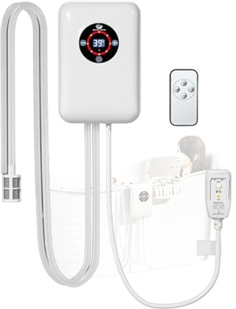 VCYEX Portable Bathtub Hot Water Thermostat, Bathtub Heater Mini Electric Water Heater Thermostat, Thermostat Swimming Pool Heater, For Hot TubWhite,22 * 14.8 * 7.5cm