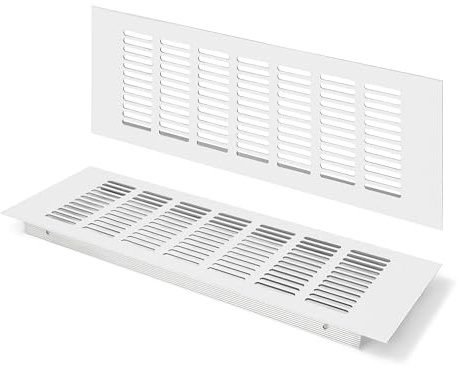 Rejilla de Ventilación, Aleación de Aluminio Negro Metalica Rectangular de 300 x 100mm con Tornillos para Armario Estufa Zapatos Gabinete Fregadero Cocina Baño (2 Piezas/Plata)