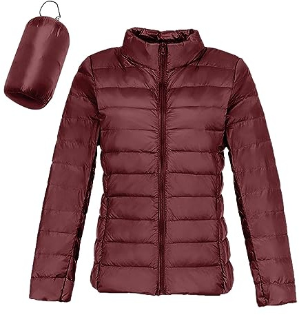 Lggwunsi Doudoune Femme - Hiver Léger Imperméable Doudoune Femme Décontracté Souple Chaude Veste Couleur Unie Classic Duvet de Canard Blanc Doudounes pour Randonnée Outdoor et Jogging(S-XXL)