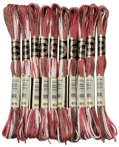 CABODYALS 10 écheveau 6 brins de Fil à Broder Rouge en Vrac Fil Dégradé Panaché pour Point de Croix Bracelets D'Amitié Ficelle en Polyester pour la Fabrication de Bijoux Couture à la Main Artisanat Tr
