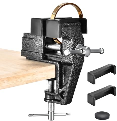 Table Vice Mini Jeweler Table Clamps 2 Inch Portable Work Bench Vise Tool With Rubber Clamp, Cast Steel Hobby Vise for Woodworking,Craft Repair,Golf Grip,Electronics Welding,Model Building