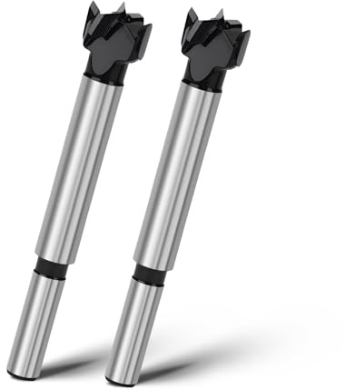 2 brocas Forstner de 16 mm, 93 mm de longitud con vástago redondo para agujeros profundos para madera, madera dura, madera blanda