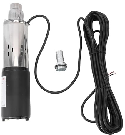 Jeffergarden Pompa Sommergibile 12 V NPT 3/4 Pollici 1 Pollici con Uscita per Pozzi Profondi con Cavo di Alimentazione 7 M Sollevamento 30 M per L'uso in Pozzi più Profondi