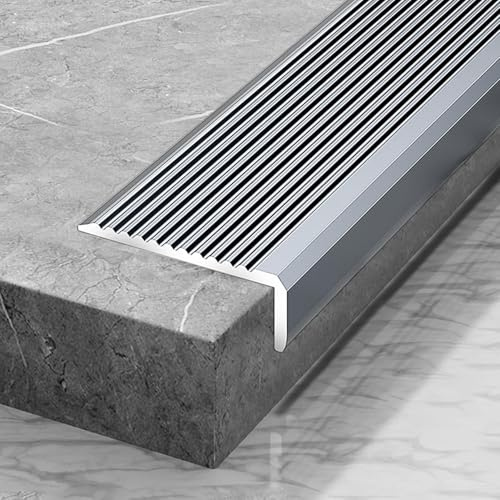 Stair Nosing Profile Edging,Stair Nosing Profile, L-Shaped Stair Edge Profile Non-Slip Edging Strip, Anti-Slip Stair Strip for Indoor and Outdoor Stairs-Gray||3x2cm