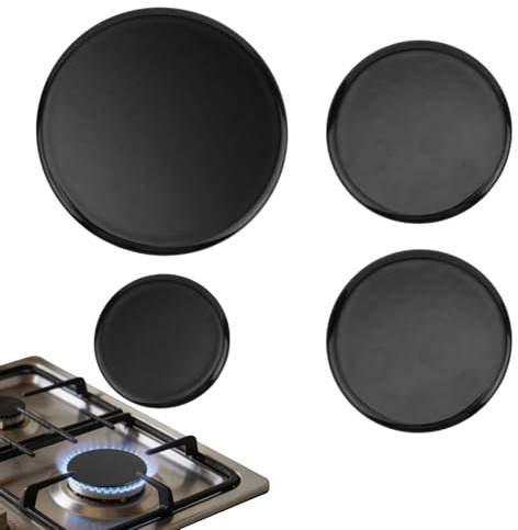 4pcs Gas Stove Burner Caps for SABAF, Durable Refined Iron Gas Stove Hob Burner Covers for Ensures Cooker Even Heat & Flame Stability (Flat Surface)