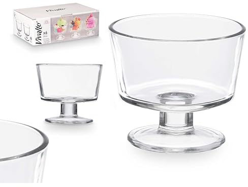 Annastore 6er Set Eisbecher aus Glas 250 ml Dessertschale transparent | Für Eis, Dessert, Pudding, Eisbecher, Servierschale für Haushalt, Küche