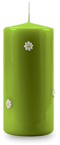 Cereria Di Giorgio - Vaxljus dekorerat med tusenskönor - Pistaschfärg - diameter 7 cm höjd 15 cm - 85 timmars livslängd - med presentpåse - Spring Collection - Hantverk