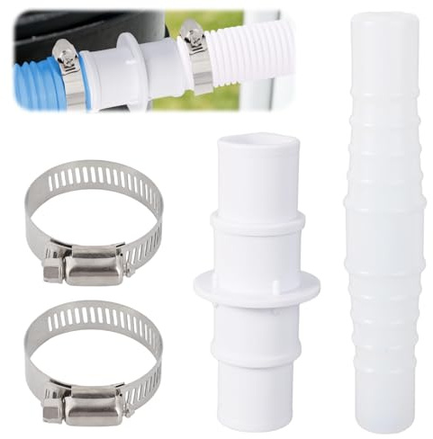 Fukaisu Kit Adaptadores para Mangueras Piscina, Conectores de Acoplamiento Manguera de 1-1/4 o 1-1/2 con Abrazaderas Acero Inoxidable para Aspiradoras Piscina y Tubos Bombas Filtro