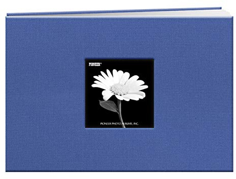 Pioneer 5 Inch by 7 Inch Postbound Fabric Frame Front Memory Book, Sky Blue