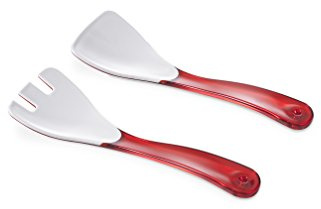 Omada Design Couverts à salade 21,5 cm, incassables car en acrylique et suspendus, Ligne Square, Rouge