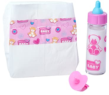 Simba 105562487 - New Born Baby First Nursing Set, Schnuller, Windel und Milchfläschchen mit verschwindendem Inhalt, für 38-43cm Puppen