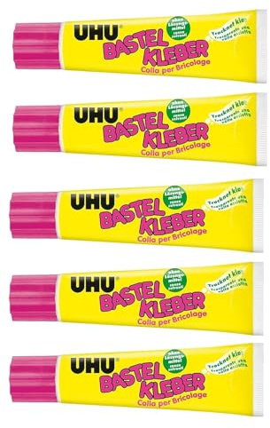 UHU 47735 Bastelkleber ohne Lösungsmittel, 90 g Tube (5er Pack)