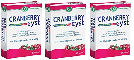 ESI - CRANBERRY CYST 3 CONFEZIONI DA 30 OVALETTE funzionalità vie urinarie, drenaggio dei liquidi e difese dell'organismo