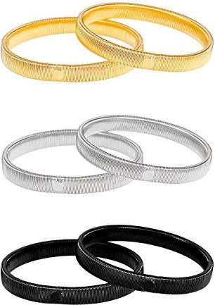 Pangda 3 Pairs Sleeve Garters Anti-slip Shirt Sleeve Holders Garters Stretch Metal Armbands for Women Men(Gold, Silver and Black)