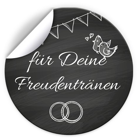 100 Freudentränen Aufkleber für Papiertüten Flachbeutel Geschenk-Verpackung Mitgebsel-Verpackung für Hochzeit / romantische Sticker für Taschentuchverpackung Taschentuchtüten / Hochzeitsdeko