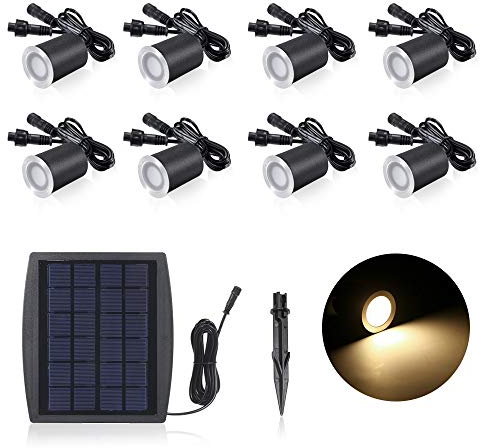 Lixada Set of 8 LED Bulbs 0.2 W Mini Stair Recessed Spotlights IP65 Waterproof Outdoor Lamp Floor Recessed Lights for Kitchen, Stairs, Cupboard, Hallway (Warm White, 120°)