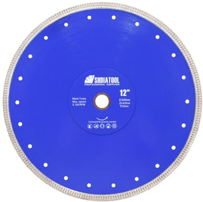 SHDIATOOL Disque à Tronçonner Diamant Dia 300mm avec X Maille Turbo Lame de diamant pour Tuile Marbre Granit Céramique （12 Pouces）