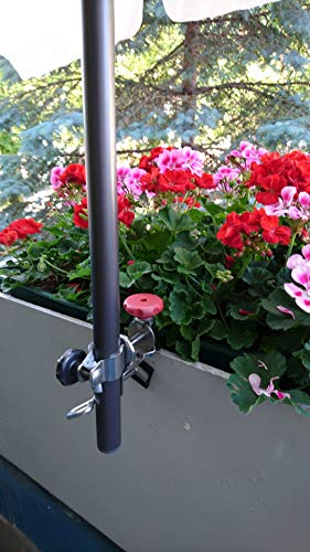 holly 's UNIVERSELLSTER - Schirm-Halter - Edelstahl- 360° drehbar für STÖCKE bis Ø 38 mm - Befestigung an rund - eckigen Geländern bis 65mm Ø -