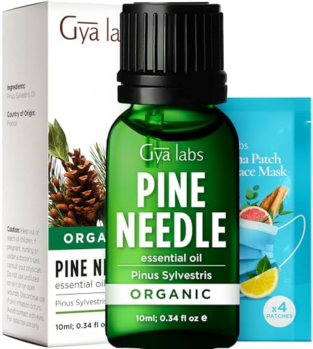 Aceite esencial de pino orgánico de Gya Labs para aliviar el dolor y concentrarse, relajar y limpiar el ambientador - 100% puro grado terapéutico natural para aromaterapia - 10 ml