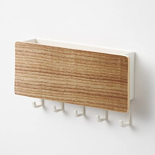 Briefablage und Schlüsselkästen aus Holz, Wandmontage, ohne Loch mit 5 Haken aus Holz und 5 Haken aus Kunststoff
