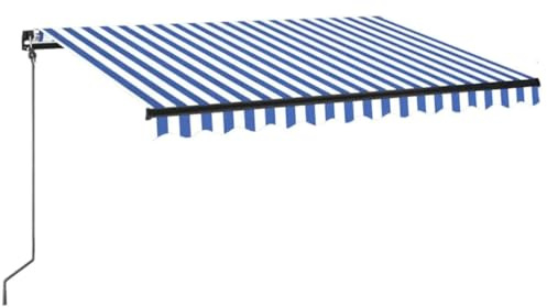 vidaXL Gelenkarmmarkise Einziehbar mit LED Markise Balkonmarkise Sonnenmarkise Sonnenschutz Sichtschutz Terrasse Garten 350x250cm Blau Weiß