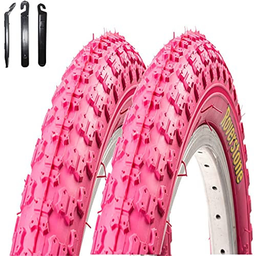 2 x Roverstone 20 Fahrradreifen Fahrradmantel Pink 54-406 (20 x 2,125) inkl. Reifenheber