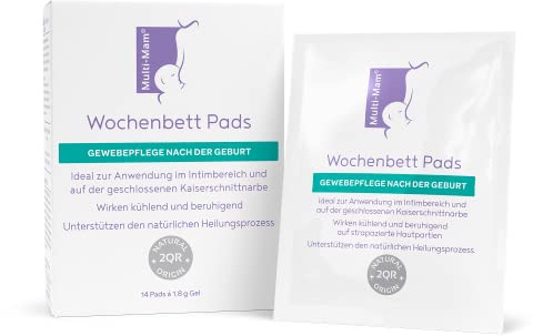 Multi-Mam Wochenbett Pads – Gewebepflege nach der Geburt für Intimbereich und Kaiserschnittnarben | Sanfte Narbenpflege für Kühlung & Linderung mit Aloe Vera und ohne Duftstoffe | 14 einzeln Pads