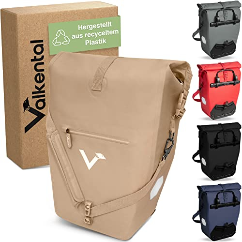 Valkental® Große & wasserdichte Gepäckträgertasche [28L] Abschließbare Befestigung [PVC frei] Fahrradtasche für Gepäckträger mit großen Reflektoren - Inkl. Tragegurt & Innenfächer - Geprüfte Qualität