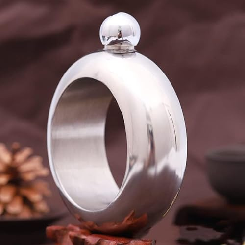 3.5oz Flachmann Hüftarmband Armreif Alkohol Whisky Liquor Schmuck Edelstahl für Party Queen (Silber)