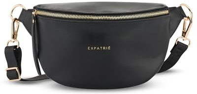 Expatrié Bauchtasche Damen Schwarz - Alice Small - Gürteltasche für Festival, Reisen & Alltag aus Veganem Leder - Brusttasche Stylisch - Wasserabweisend
