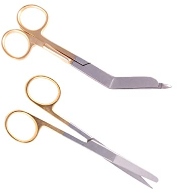 Juego de Tijeras de Enfermería Personalizadas con tu Nombre - Regalo Enfermeras - Acero Inoxidable - Tijeras para vendaje - Urgencias - Hospital - Punta Roma - Mayo - Grabado - (Dorado)