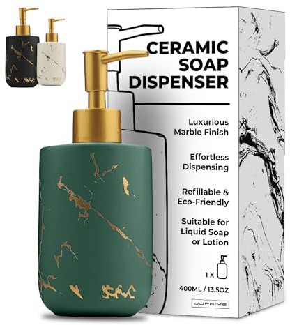 Grün Keramik Duschseifenspender 400ml Marmoroptik Pumpflaschenspender | Handseifenspender Flasche mit Pumpe, Küche Seifenspender Badflaschen, Handwaschspender