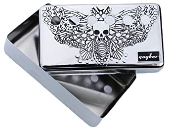 guyker Humbucker Pickup Cover (50mm/52mm Polabstand) - Cupronickel Brücke und Hals Pickups Rahmen Set Ersatzteile für Les Paul LP Style E-Gitarre, Skull Wing Style, Chrom
