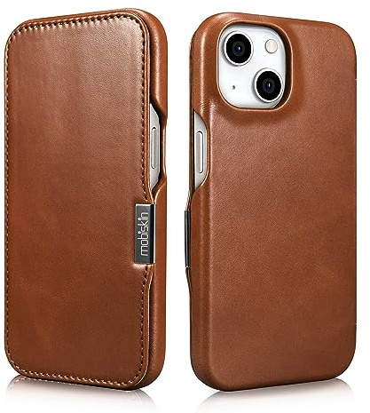 Mobiskin Hülle für iPhone 15 (6,1 Zoll), Case mit Leder, Vintage Braun