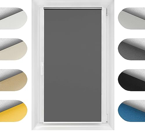 Birrke® Thermorollo ohne Bohren/mit Bohren 2in1 130x230 cm - Verdunklungsrollo für Hitzeschutz und Sonnenschutz - Fenster Verdunkelungsrollo - Einfache Montage Dunkelgrau