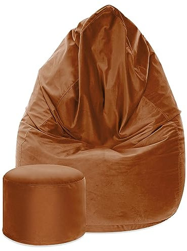 DreamRoots Sitzsack Kinder 70x70x105cm - Sitzsack Samtstoff - Bean Bag Chair mit Lehne und Hocker und Bezug - Sitzkissen Boden mit Füllung