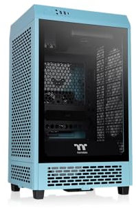 Thermaltake Tower 200 Mini-ITX Computer Case; 2x140mm Pre-Installed CT140 Fans; Supports GPU Length Up to 380mm; CA-1X9-00SBWN-00; Turquoise; 3 Year Warranty