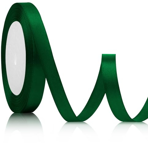 Xioabre Geschenkband Weihnachten Satinband grün 10mm, 23meters Geschenkband grün Dunkelgrün Vintage grün Stoffband Schleifenband grün für Hochzeit Hochzeitsdekoration Geburtstag Geschenke Satinbänder