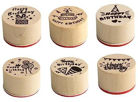 EXCEART 6stücke Titel Teiliges Kreatives Holzstempel Scrapbooking Vintage Geburtstagsstempel Verschiedenen Farben Für Karten Und Bastelprojekte