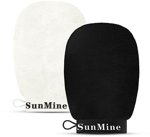 SunMine Exfolierande handskar 2 st koreanska exfolierande vantar handske djup kroppsskrubb död hudborttagare badmassage för män och kvinnor