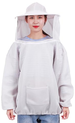 Ultra Belüftete Imkerei Jacke Mit Fechten Schleier, Große Tasche Imkerei Anzug Professionelle Imkerei Schutzanzug Schutzausrüstung Imkerei Kleidung,Grau